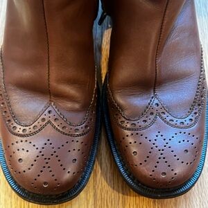 Miu Miu Brown Leather Brogue Wingtip Ankle Boots Made in Italy Size 38 (W8)